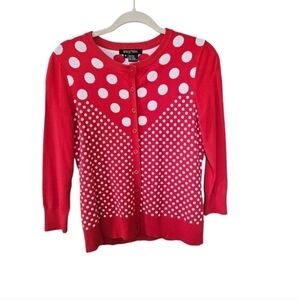Vintage Etcetera Red Polka‎ Dot retro rockabilly cardigan pin up size small